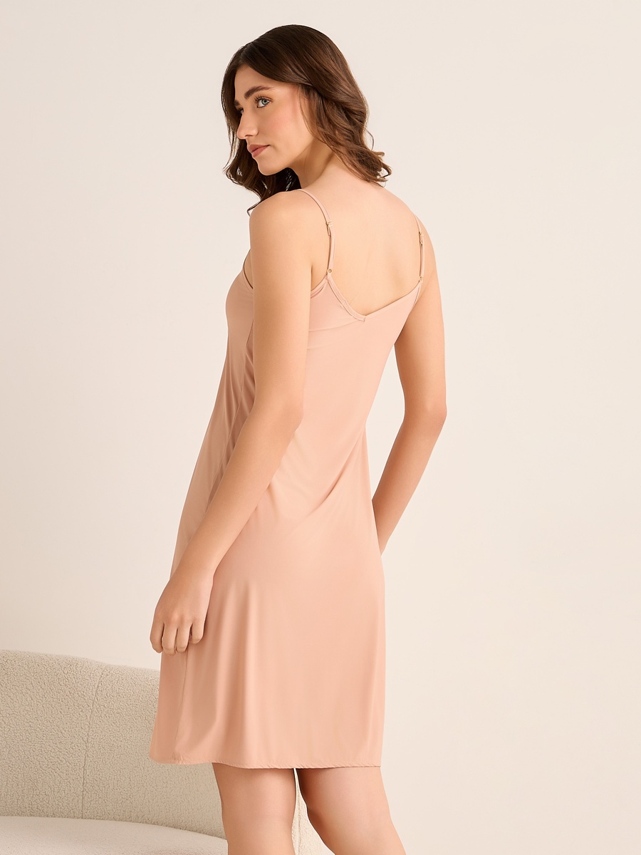 Set of 2 - Sleeveless Lace Trim Long Slip Dress
