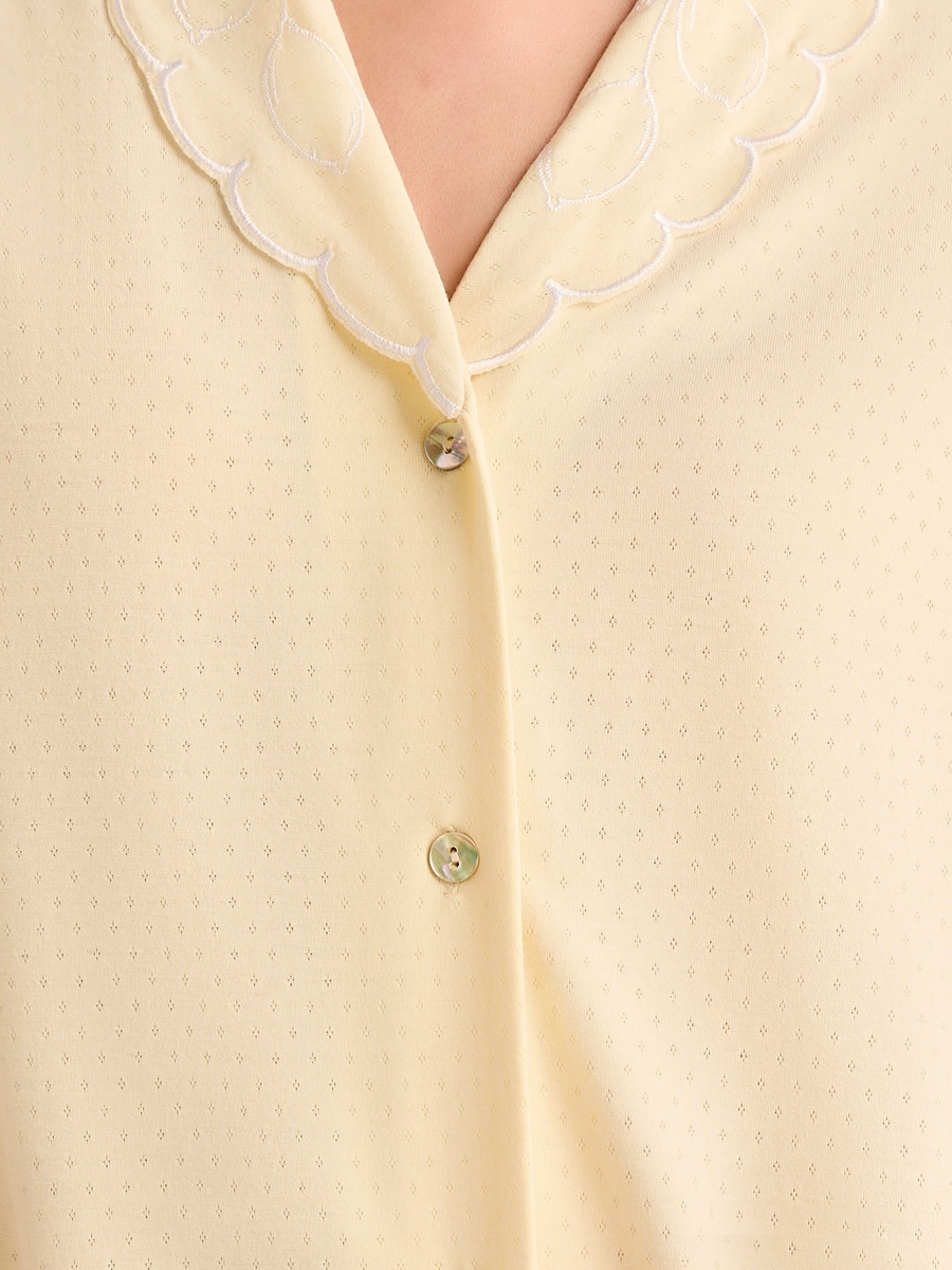 Short Sleeves Night Dress with Scallop Trim