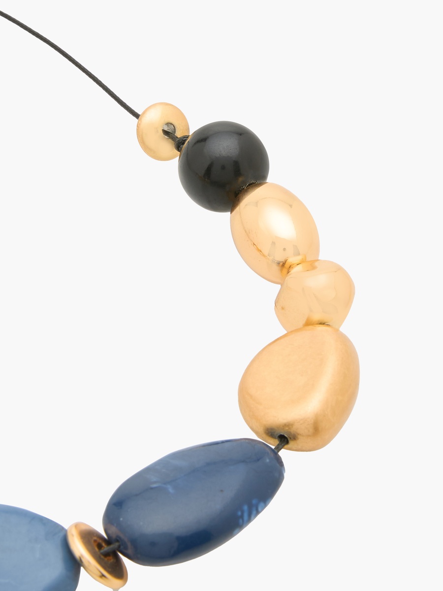 Metallic Beaded Necklace with Sliding Knot Closure