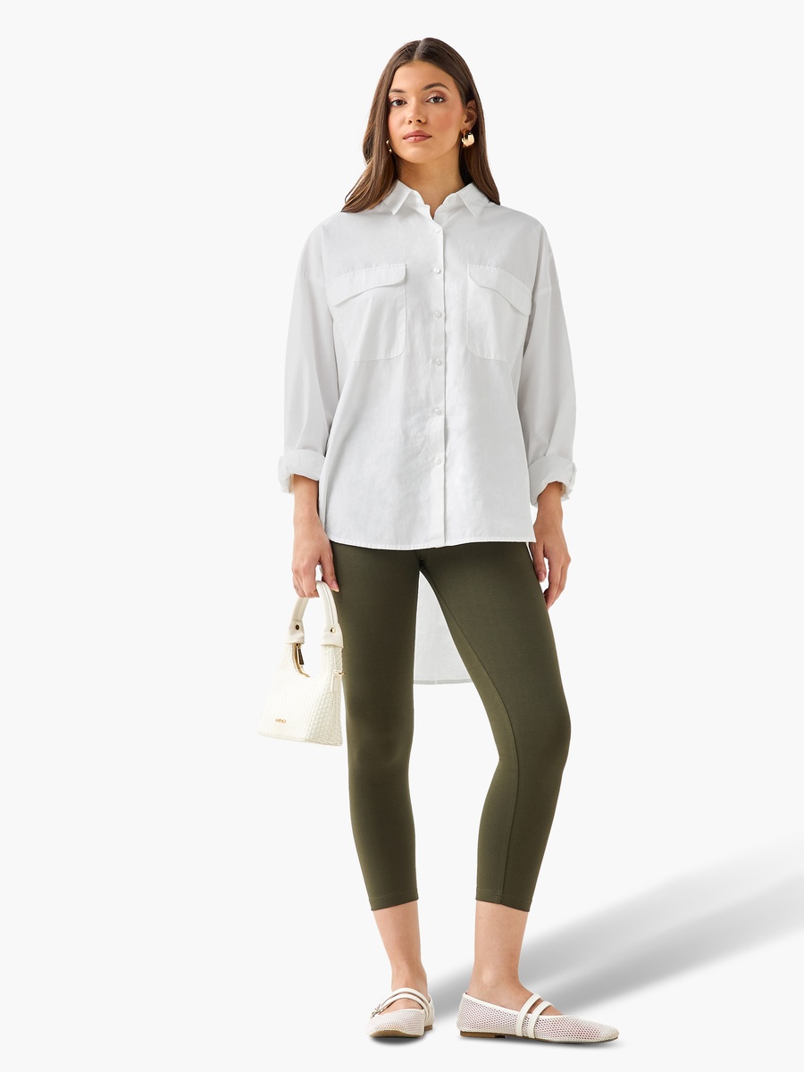 High-Rise 3/4 Length Leggings with Elasticated Waistband
