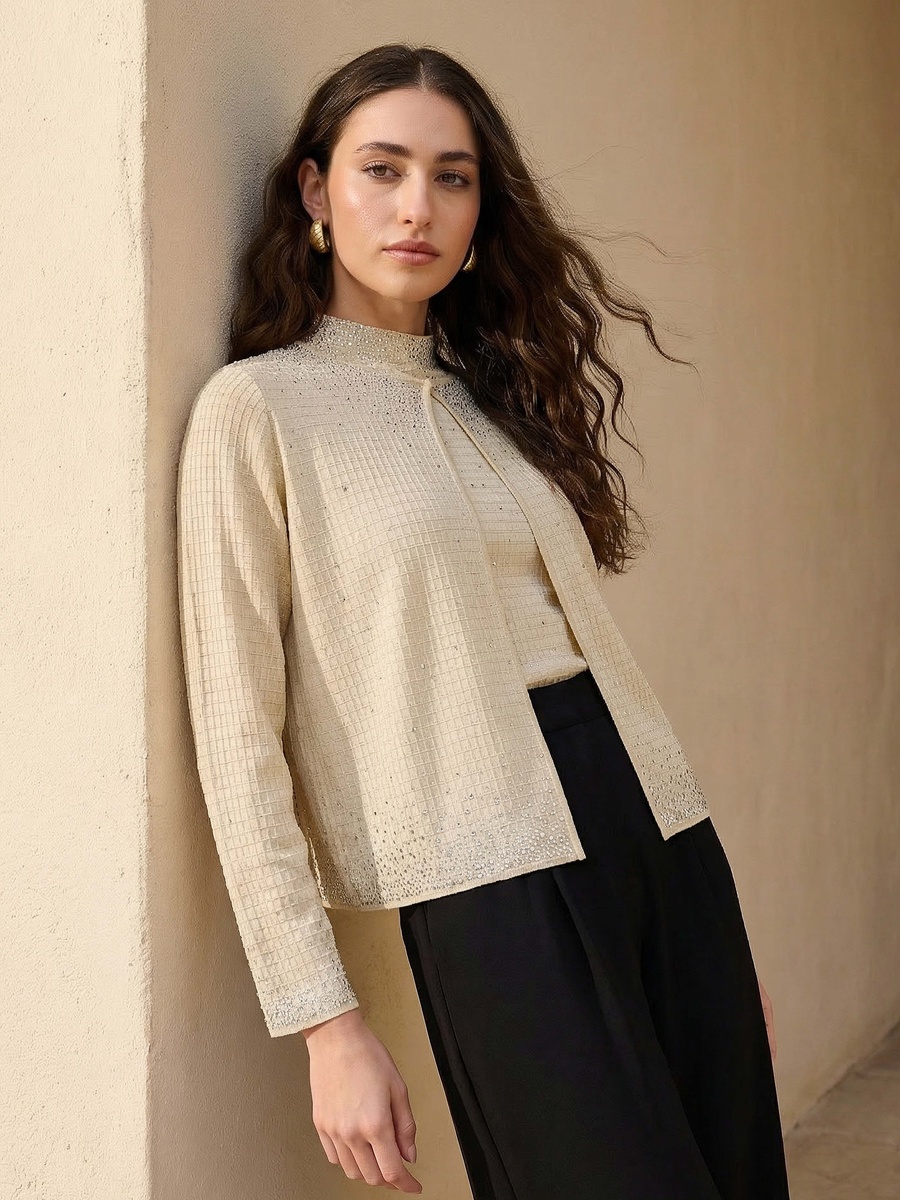 Embellished Round Neck Shrug