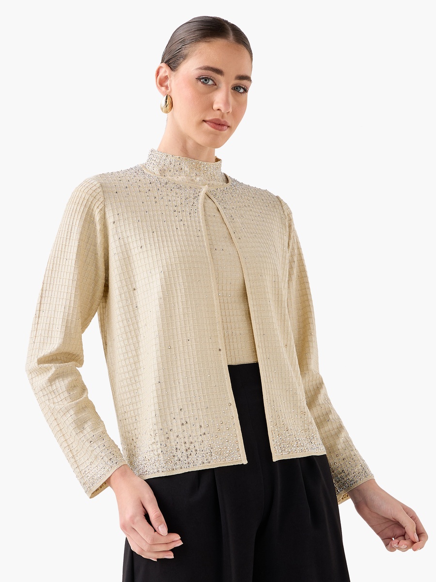 Embellished Round Neck Shrug