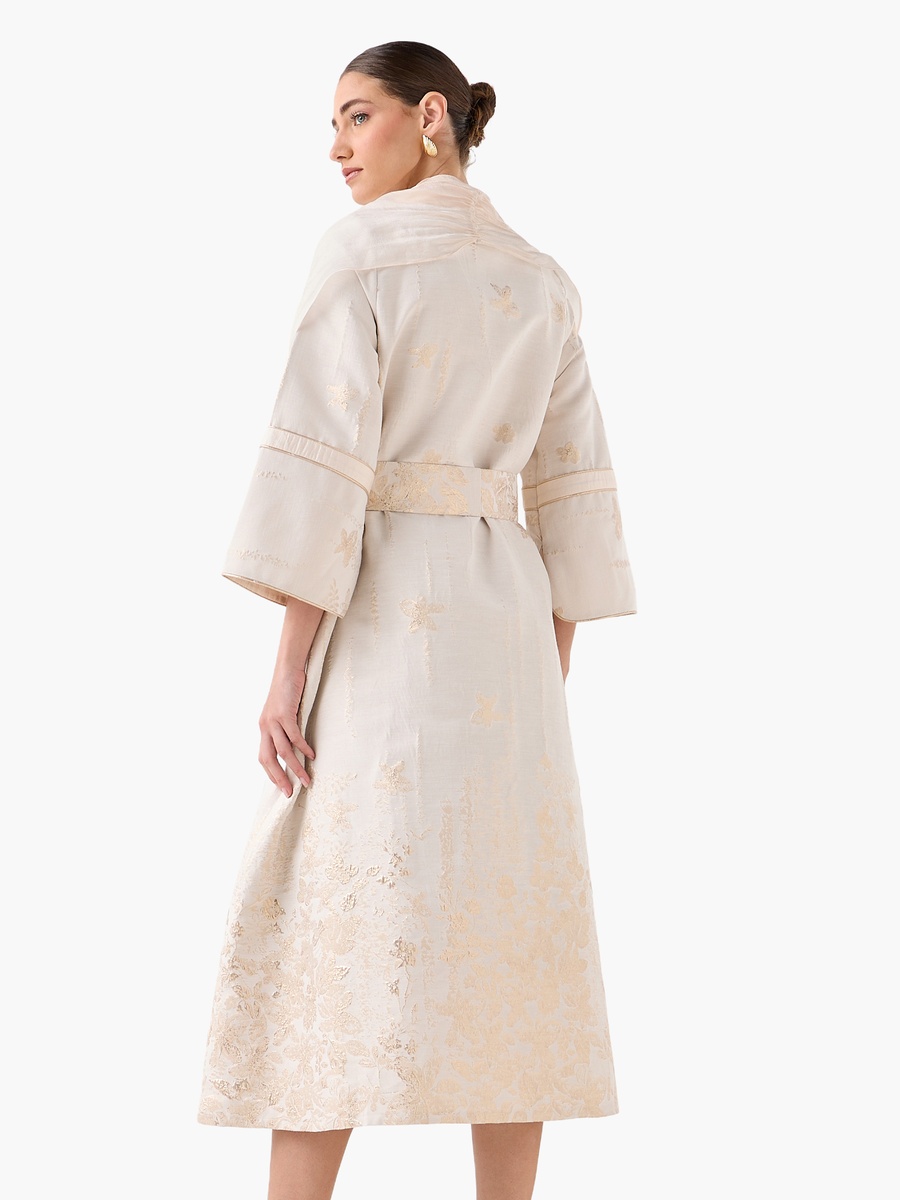 Relaxed Fit Jacquard Shrug with Tie-Up Belt