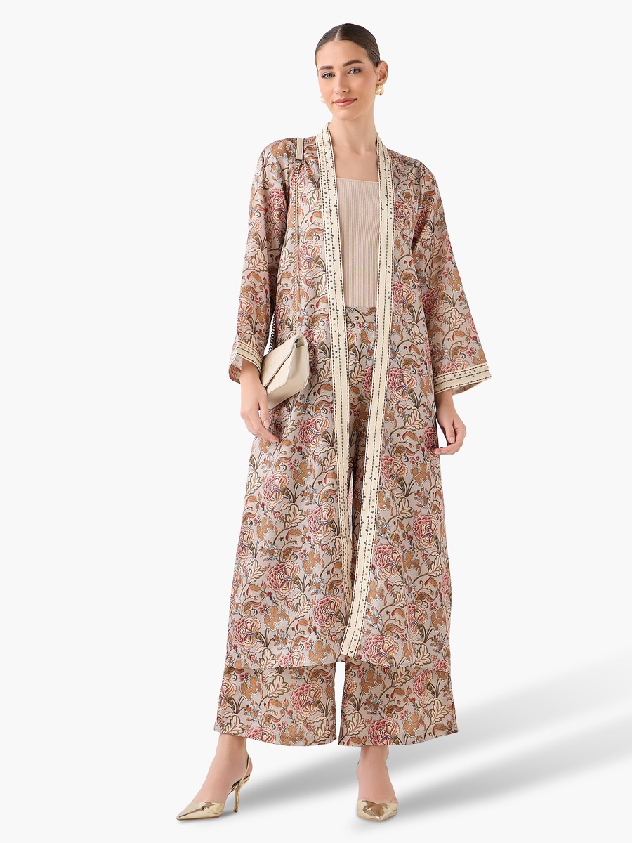 Relaxed Fit Printed Open Front Shrug