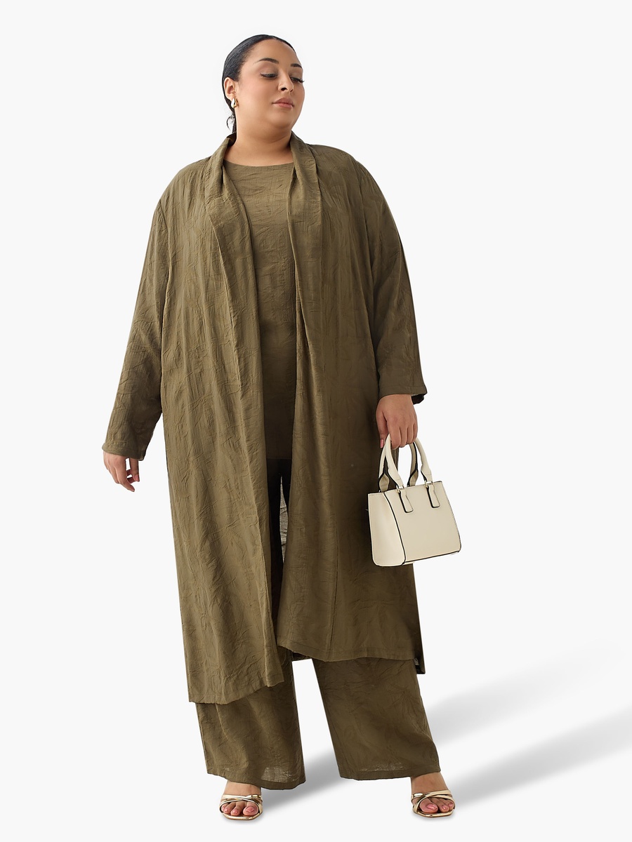 Longline Floral Jacquard Open Front Shrug