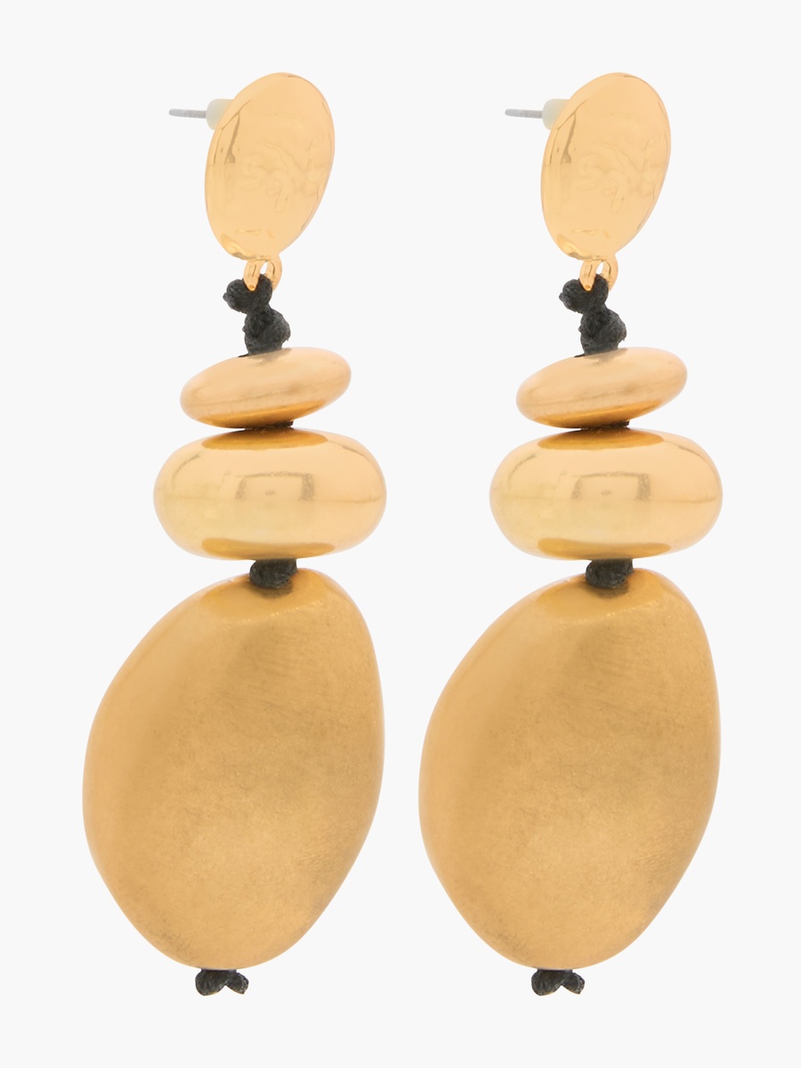 Metallic Brushed Orb Drop Earrings with Pushback Closure