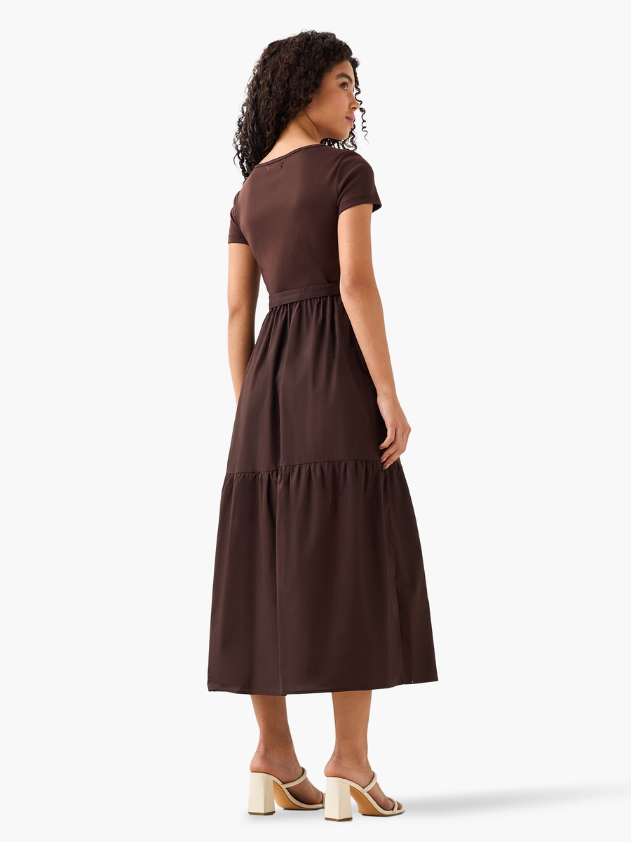 Midi Shirt Dress with Tie-Up Belt