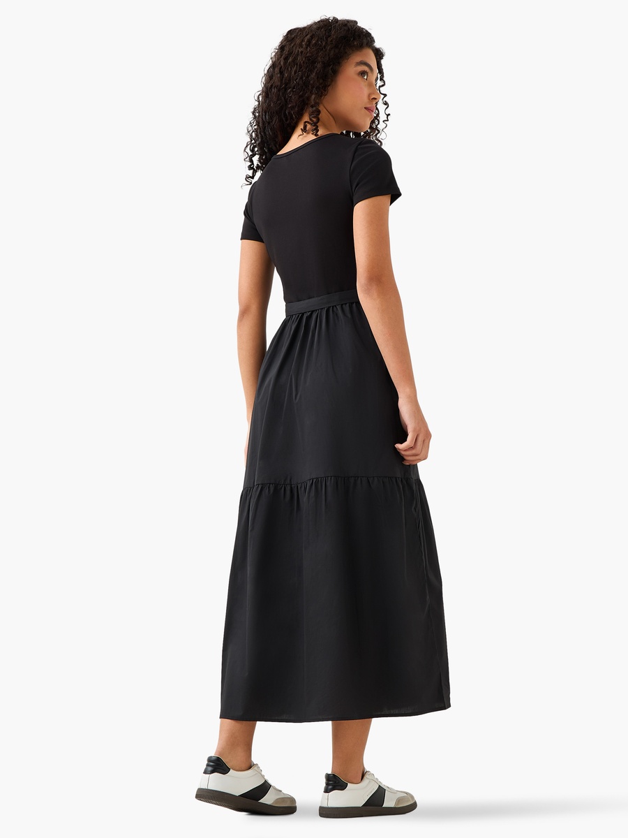 Midi Shirt Dress with Tie-Up Belt