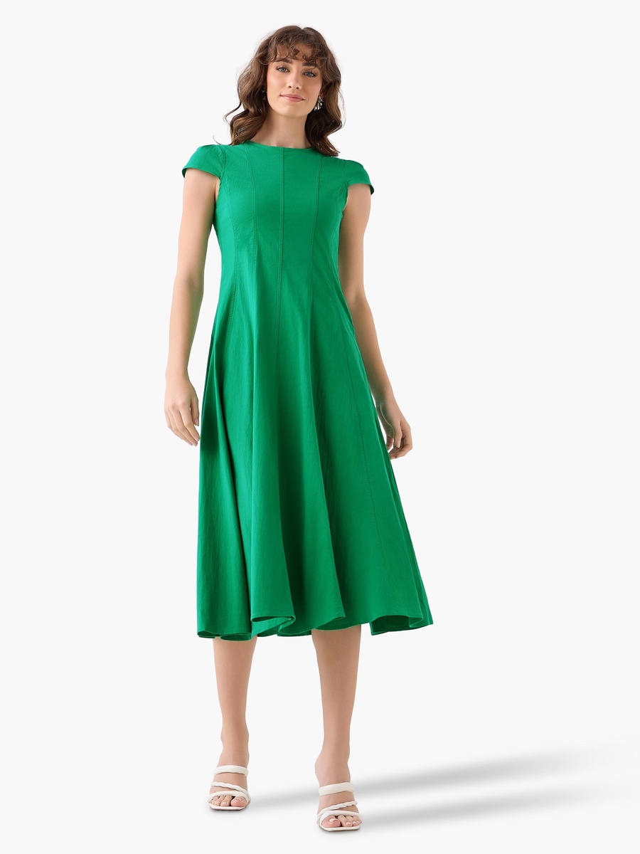 A-Line Midi Dress with Cap Sleeves For Default Category at Bahrain | Styli A-Line Midi Dress with Cap Sleeves For Default Category at Bahrain | Styli