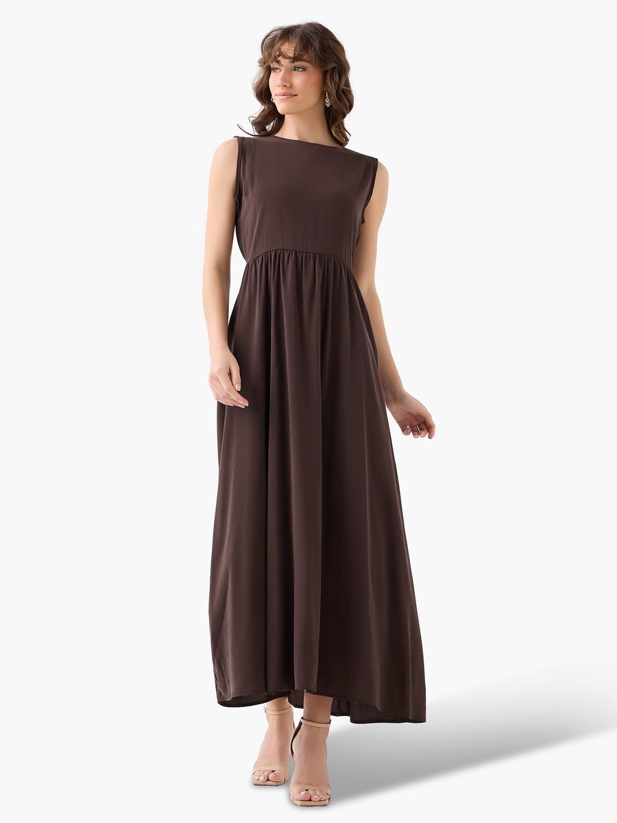 Layered Maxi Wrap Dress with Button Detail