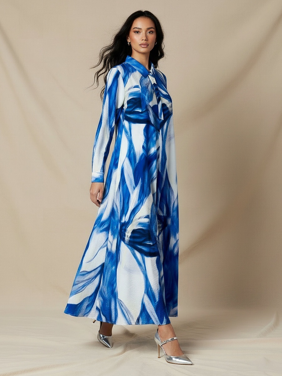 Trapeze Midi Dress with Floral Print