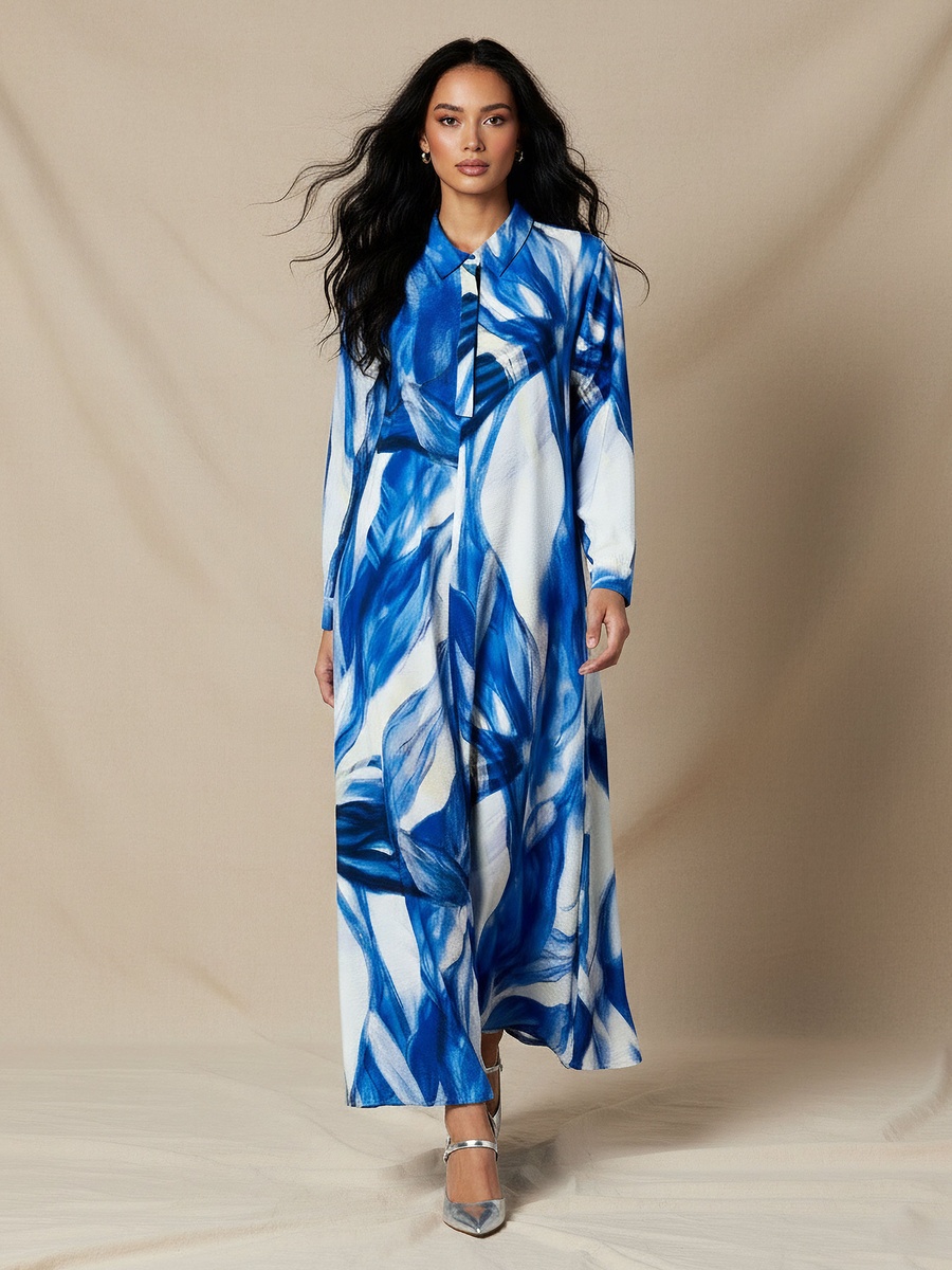 Trapeze Midi Dress with Floral Print