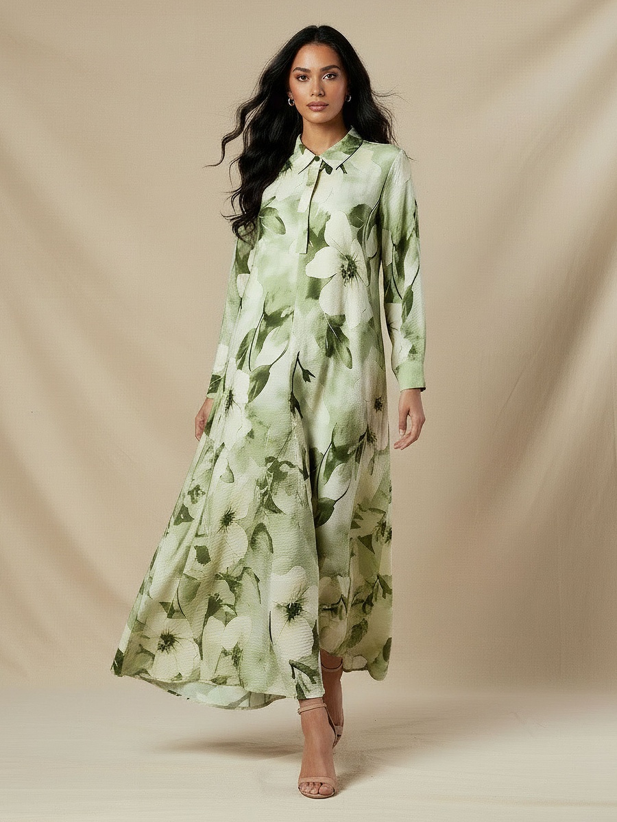 Trapeze Midi Dress with Floral Print