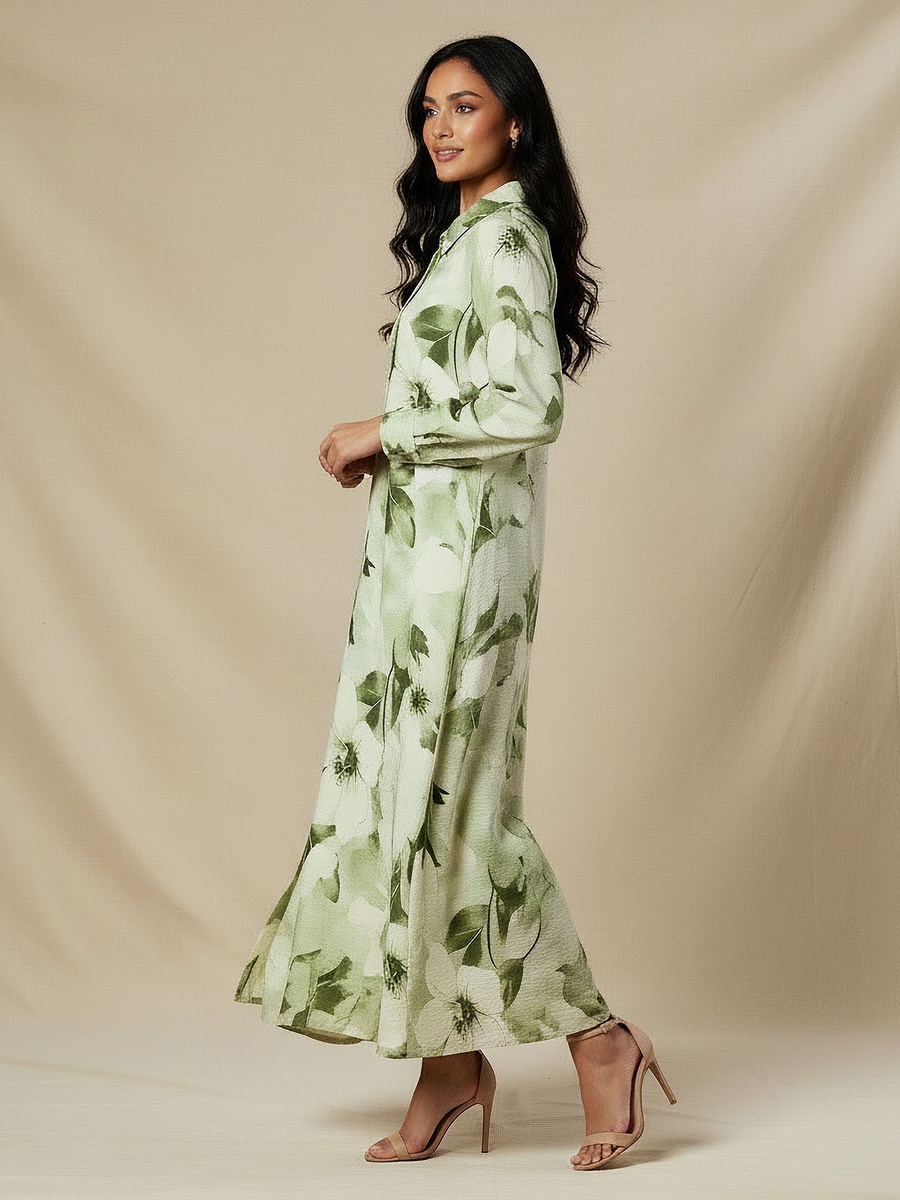 Trapeze Midi Dress with Floral Print