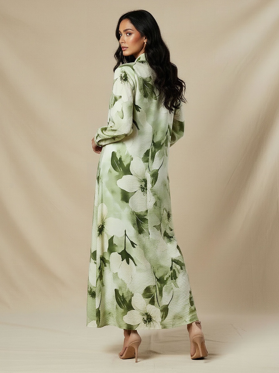 Trapeze Midi Dress with Floral Print