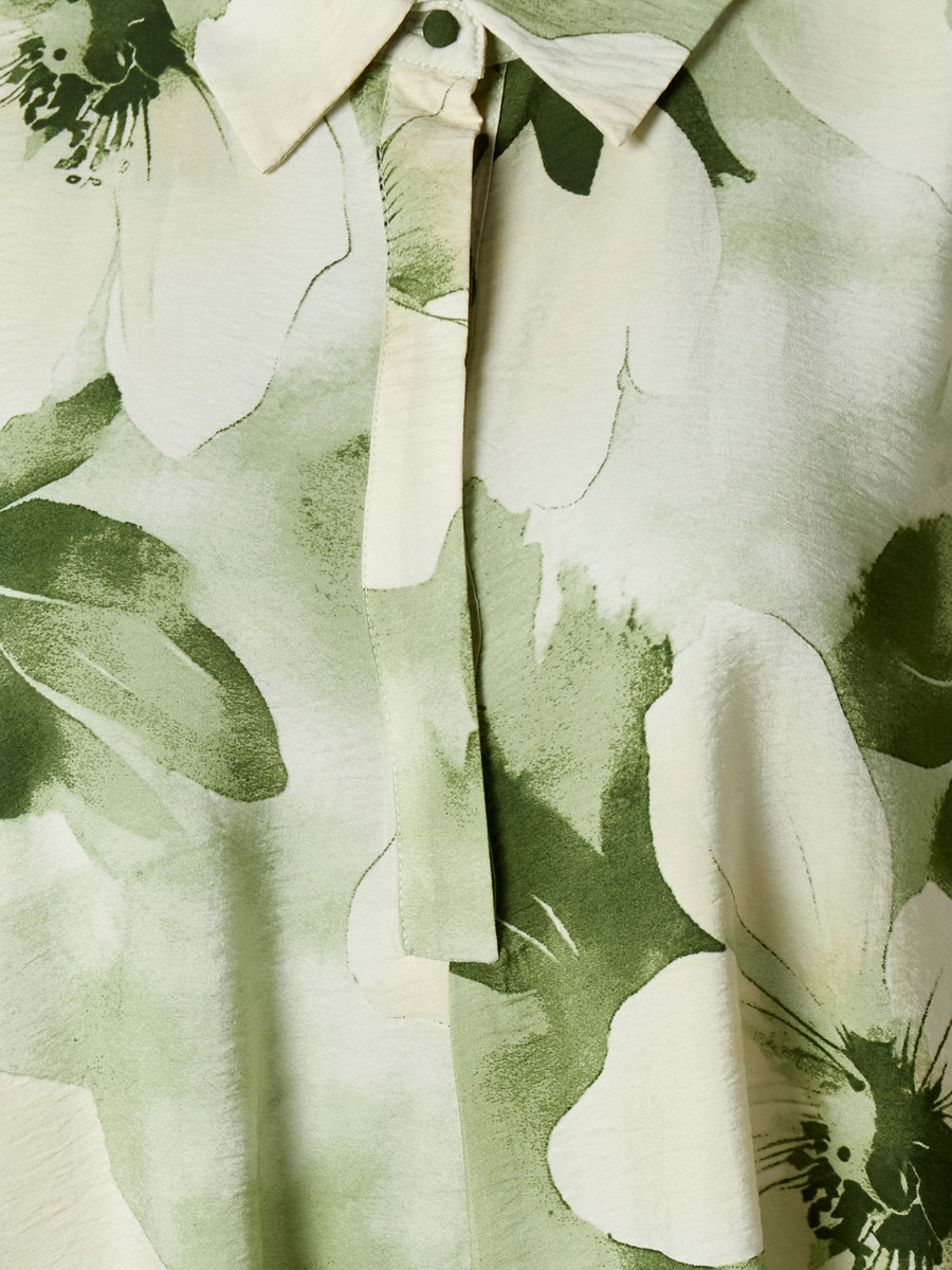 Trapeze Midi Dress with Floral Print