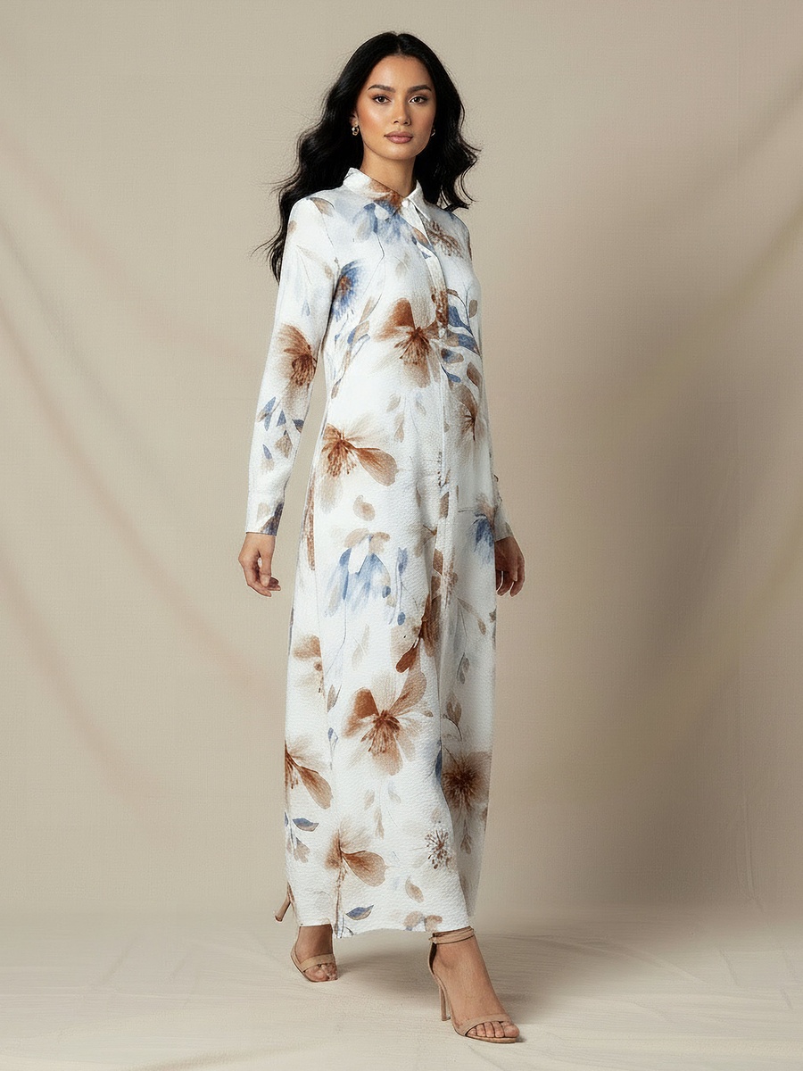 Trapeze Midi Dress with Floral Print