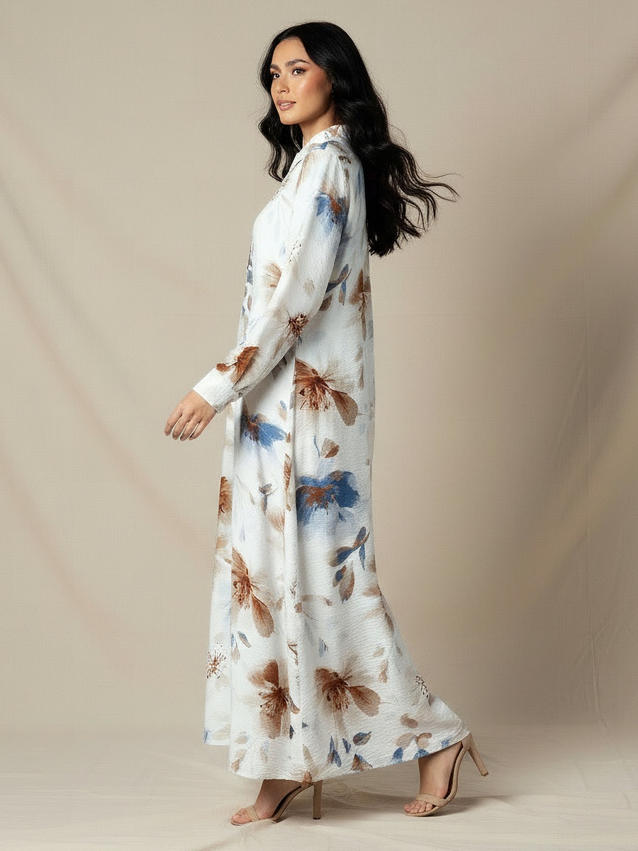 Trapeze Midi Dress with Floral Print