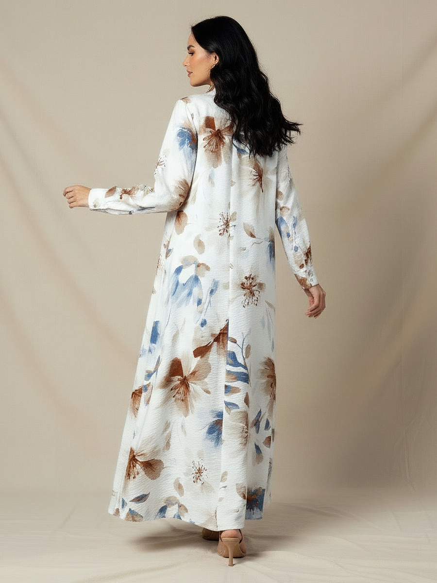 Trapeze Midi Dress with Floral Print