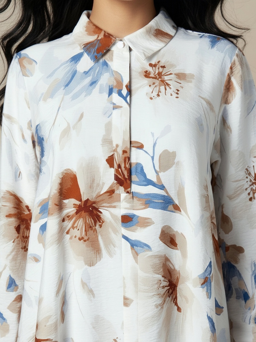 Trapeze Midi Dress with Floral Print