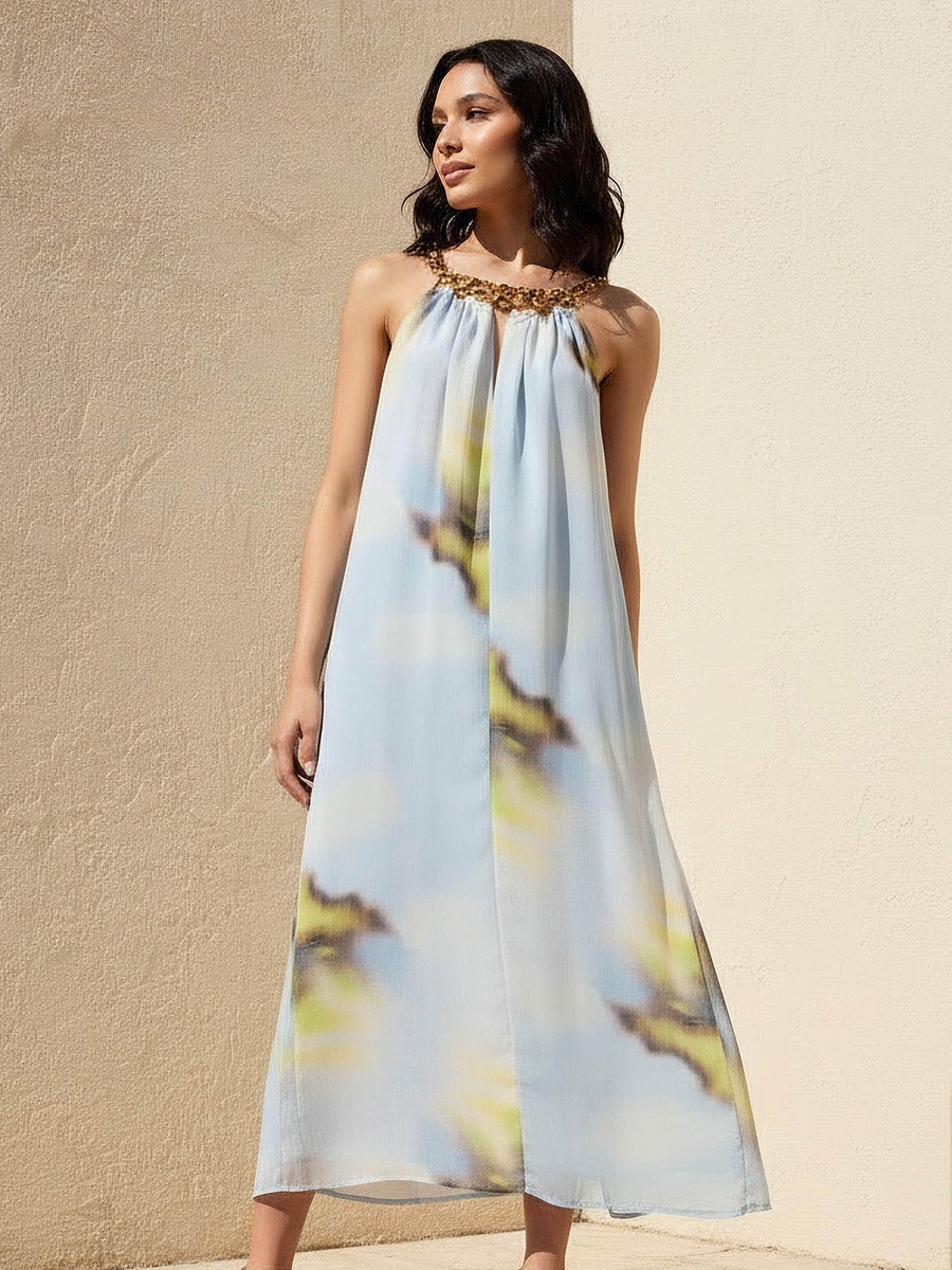 Midi Trapeze Dress with Print