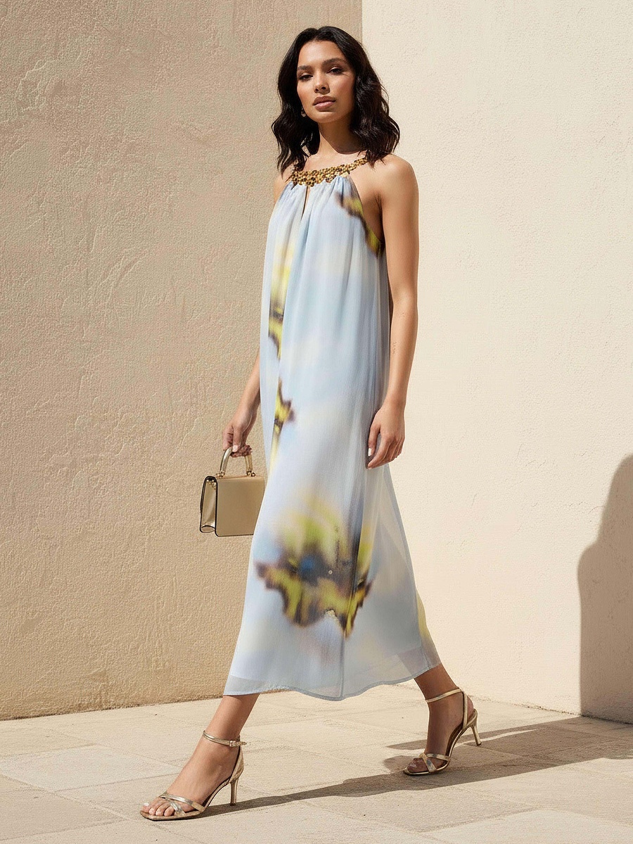 knee length dresses for ladies Sleeveless Midi Trapeze Dress | Shirt Dress