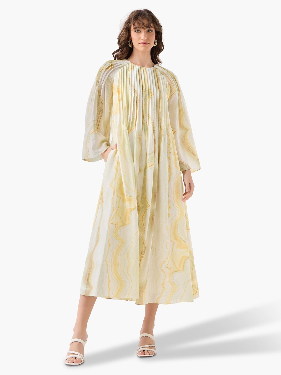 A-Line Midi Dress with Pintuck Detail
