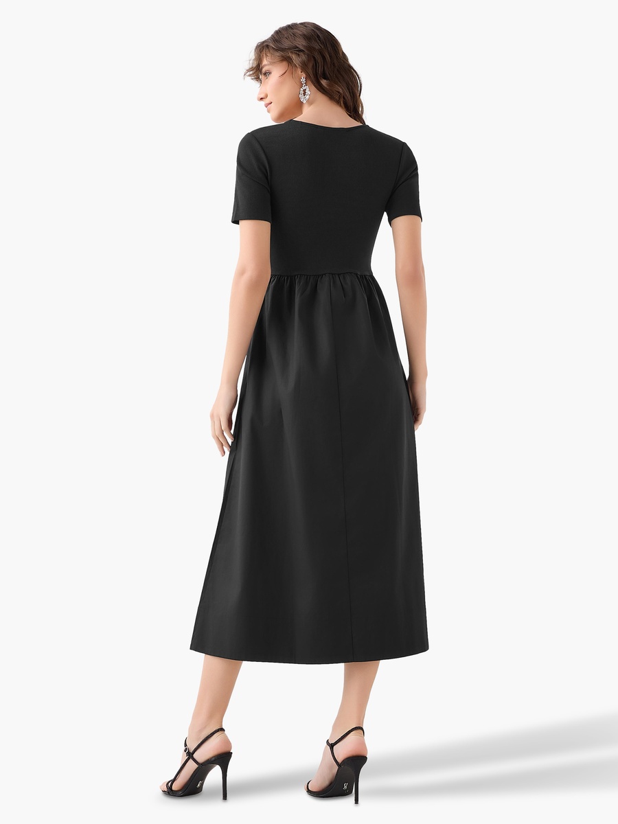 A-Line Midi Dress with Ribbed Texture