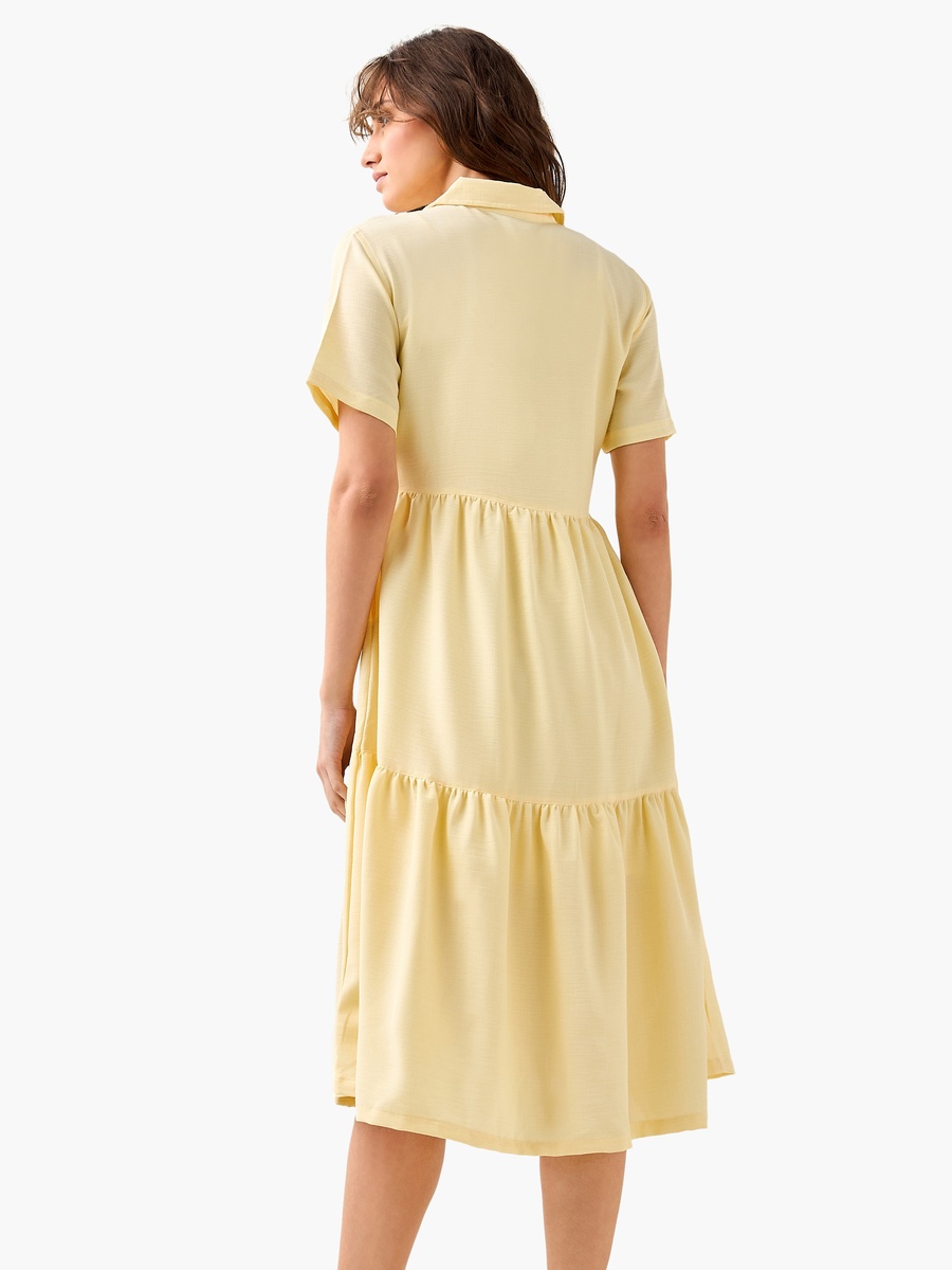 Tiered Midi Dress with Collar