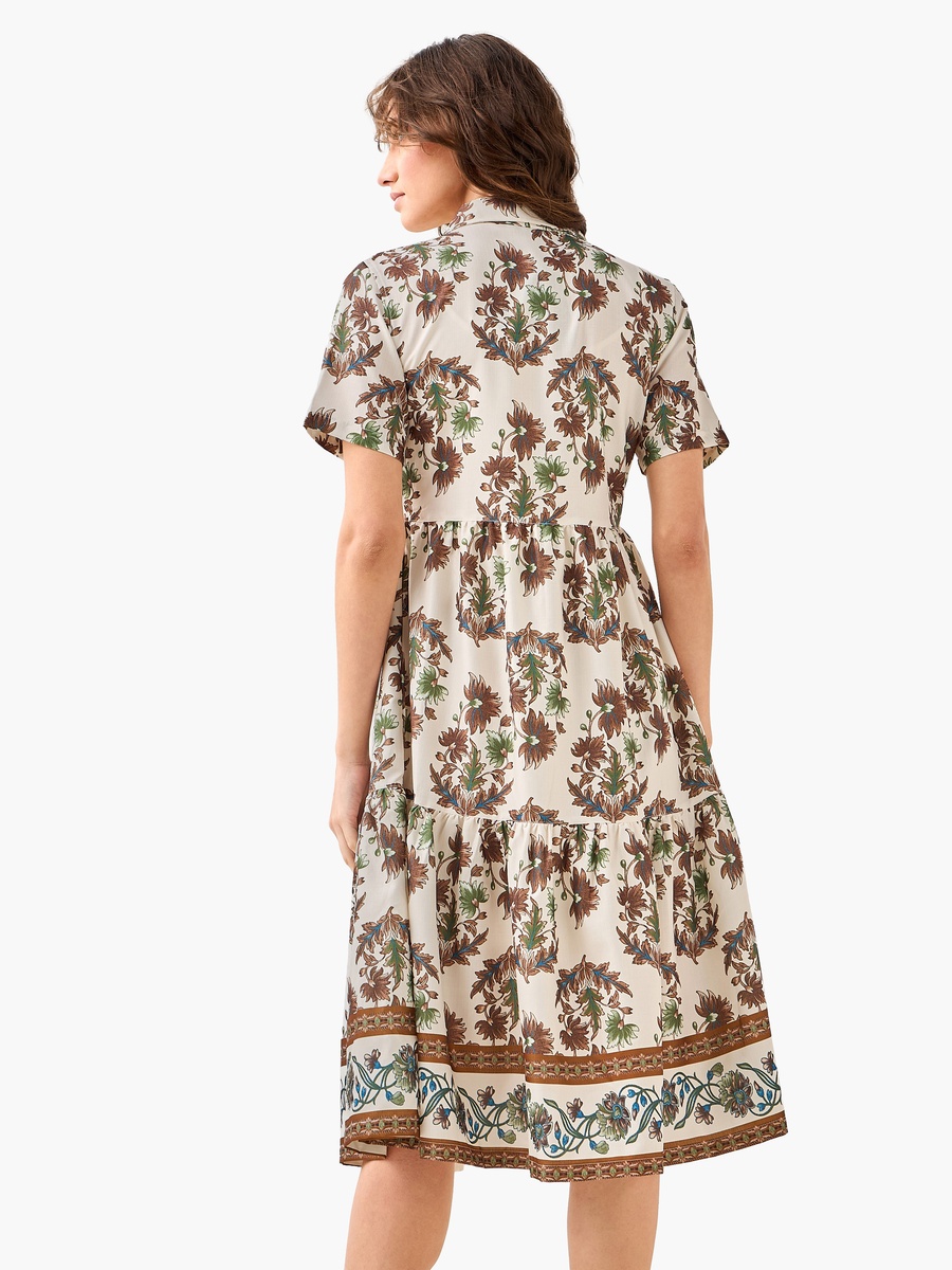 فستان متعدد الطبقات بطبعات زهرية وجيوب