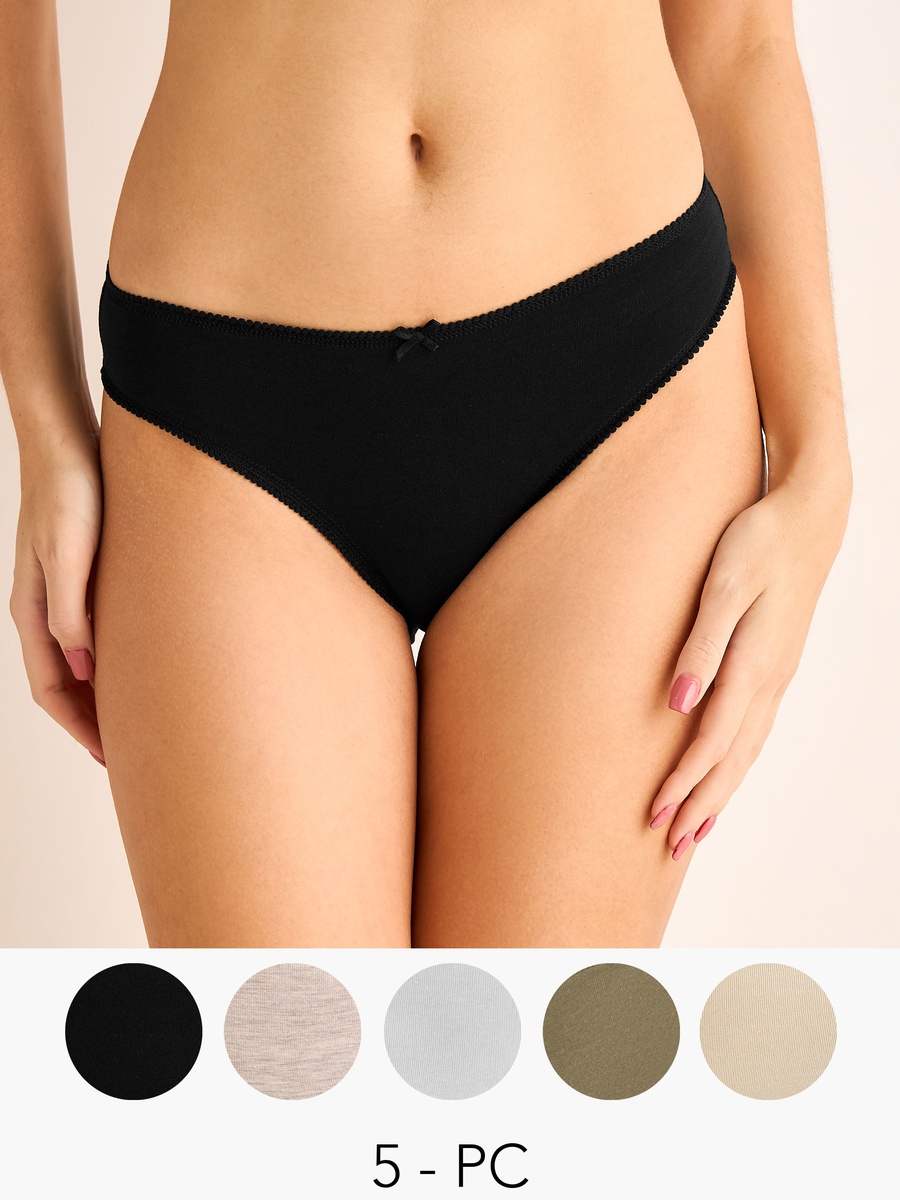 Set of 5 - Bikini Briefs with Scalloped Trim