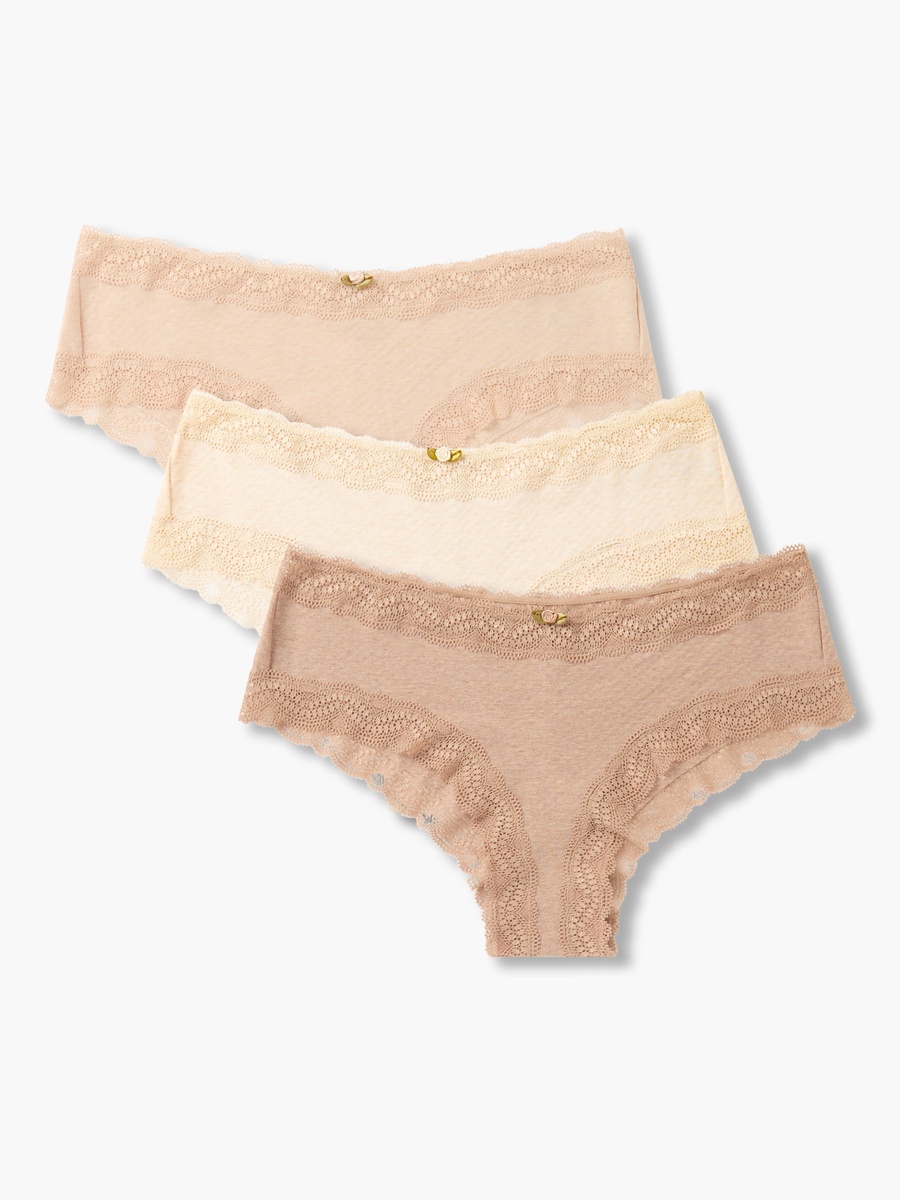 Set of 3 - Cheekster Briefs with Lace Trim