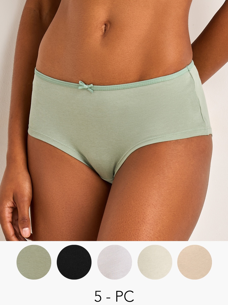 Set of 5 - Hipster Briefs with Bow Detail