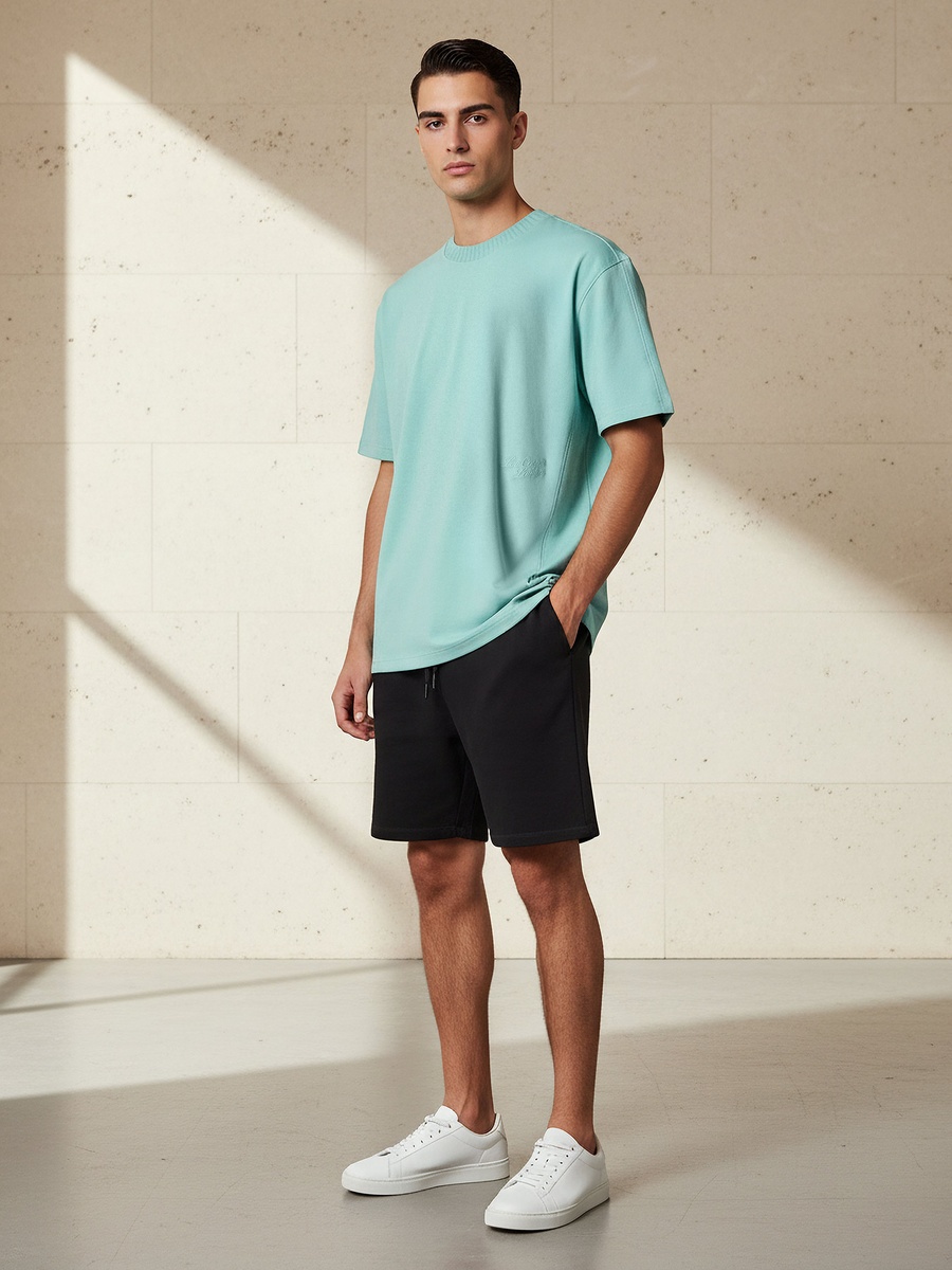 Men Regular Fit Crew Neck Short Sleeve Embroidered T-Shirt