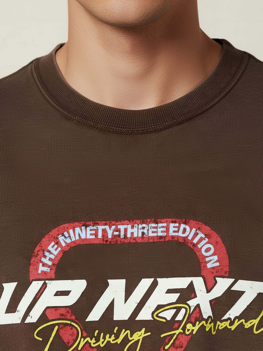 Men Relaxed Fit Crew Neck Short Sleeves Washed Graphic Print T-Shirt