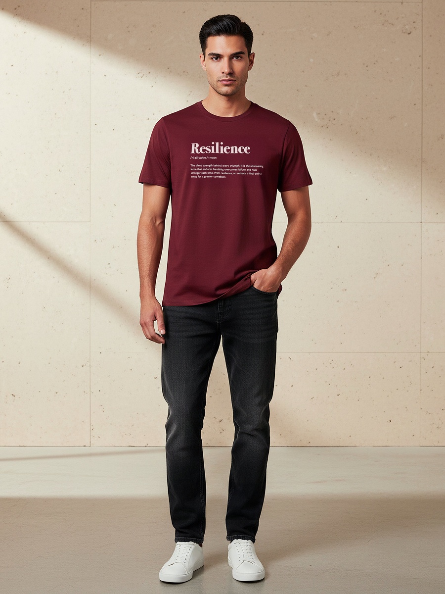 Men Slim Fit Crew Neck Short Sleeves Printed T-Shirt
