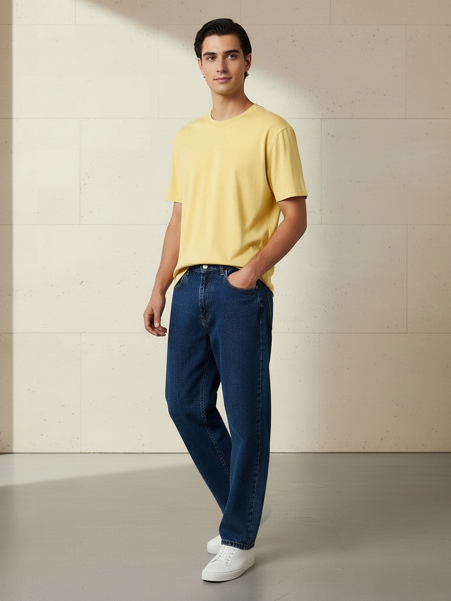 Men Relaxed Fit Crew Neck Short Sleeve T-Shirt