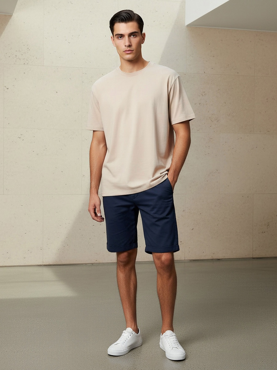 Men Relaxed Fit Crew Neck Short Sleeves T-Shirt