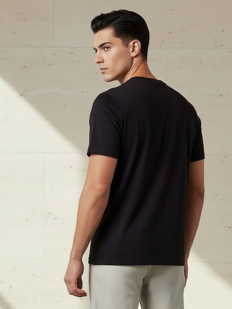 Men Slim Fit Crew Neck Short Sleeve Slogan Print T-Shirt