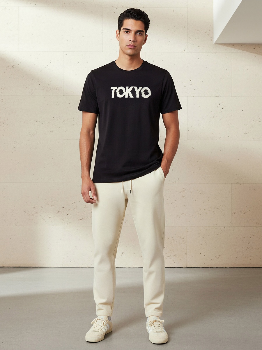 Men Slim Fit Crew Neck Short Sleeve Printed T-Shirt
