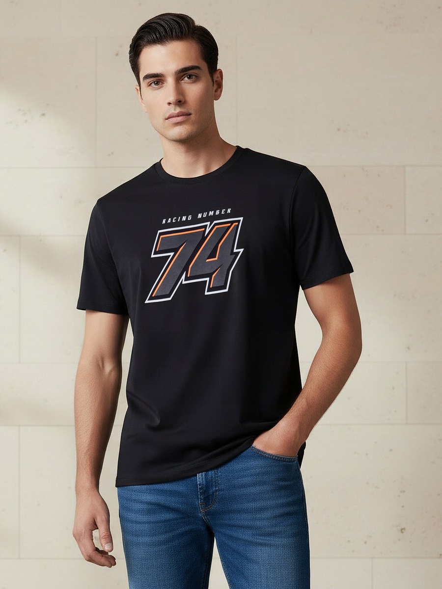Men Slim Fit Crew Neck Short Sleeve Printed T-Shirt