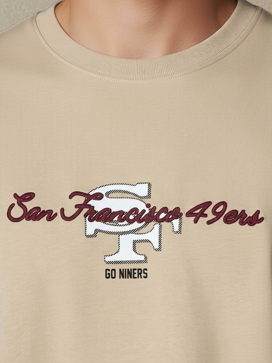 Men Relaxed Fit Crew Neck Short Sleeves Green Bay Packers Print T-Shirt