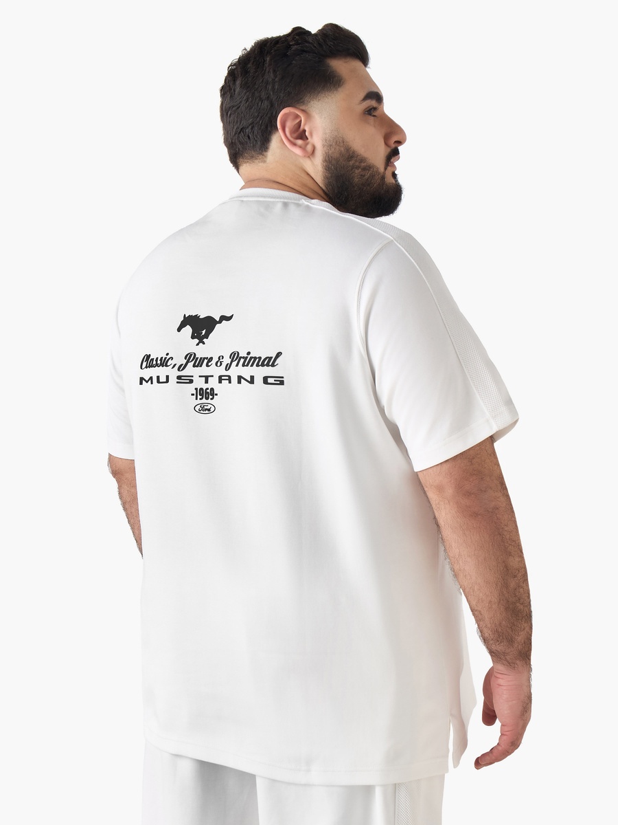 Men Regular Fit Round Neck Short Sleeve Mustang Ford Print T-Shirt