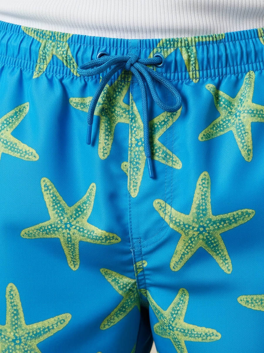 Men Starfish Print Swim Shorts