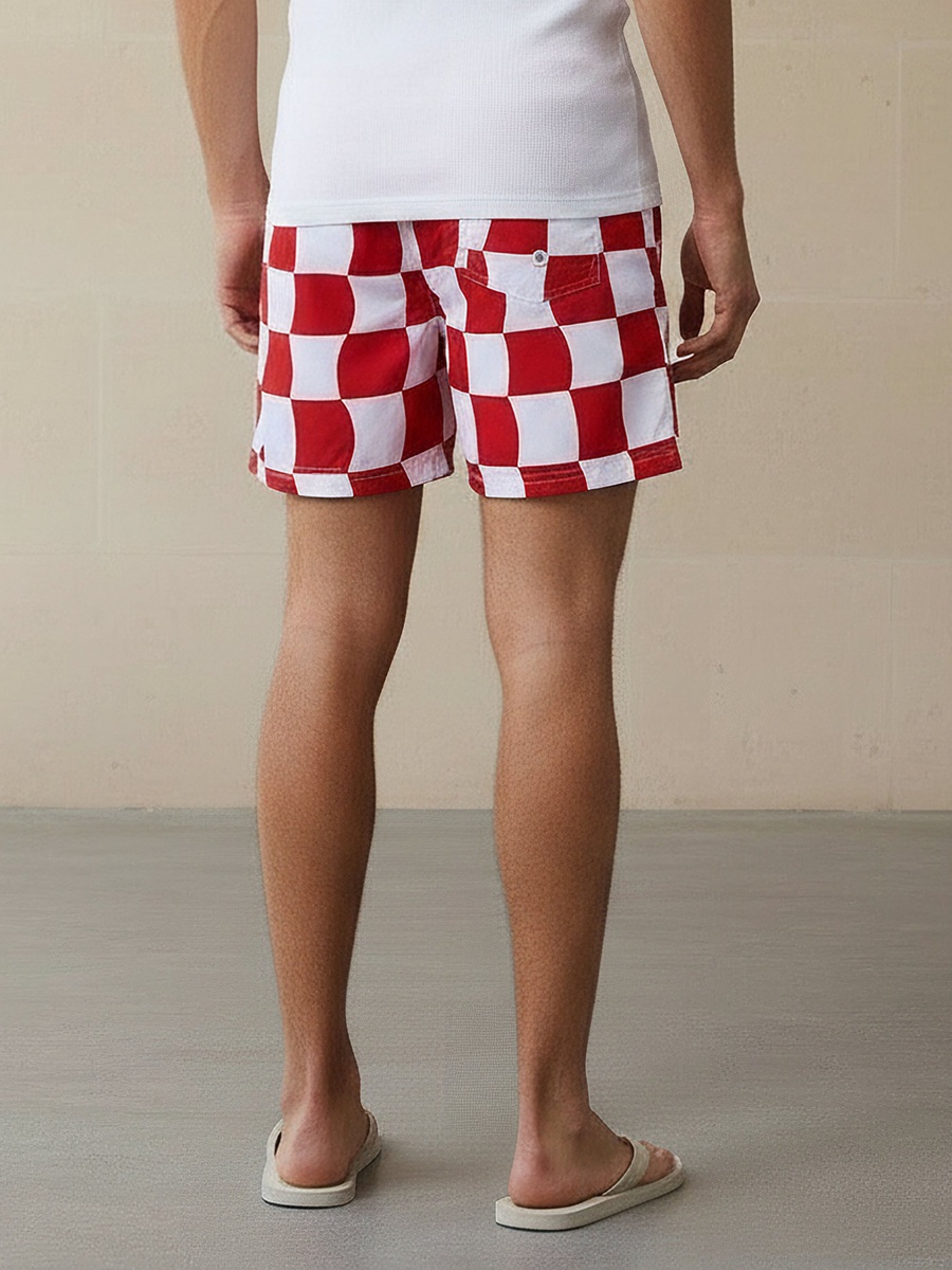 Men Checked Swim Shorts