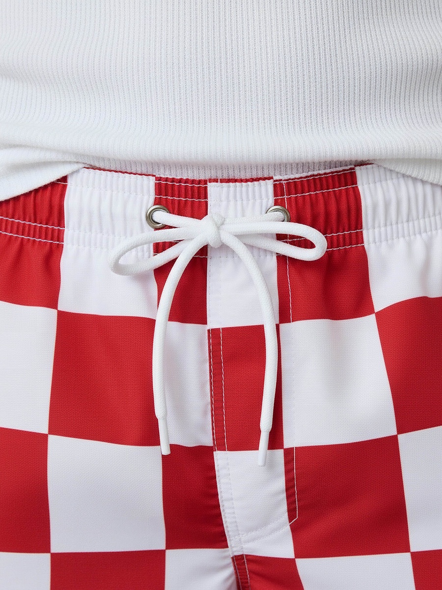 Men Checked Swim Shorts