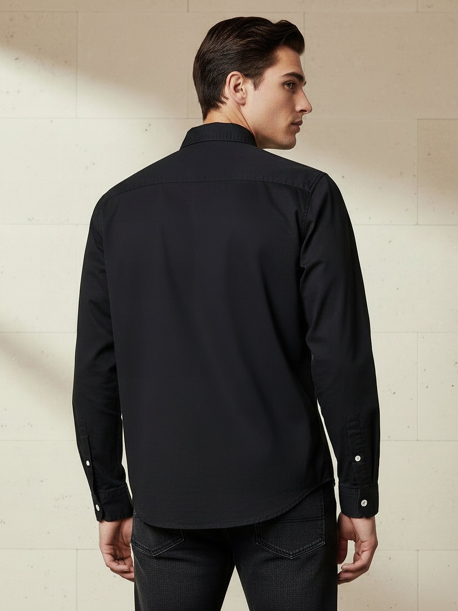 Men Regular Fit Collared Long Sleeve Shirt