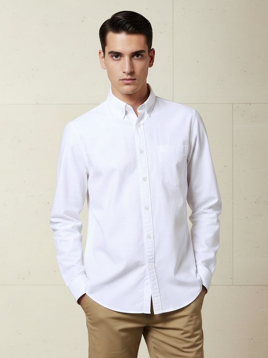 Men Regular Fit Collared Long Sleeve Shirt