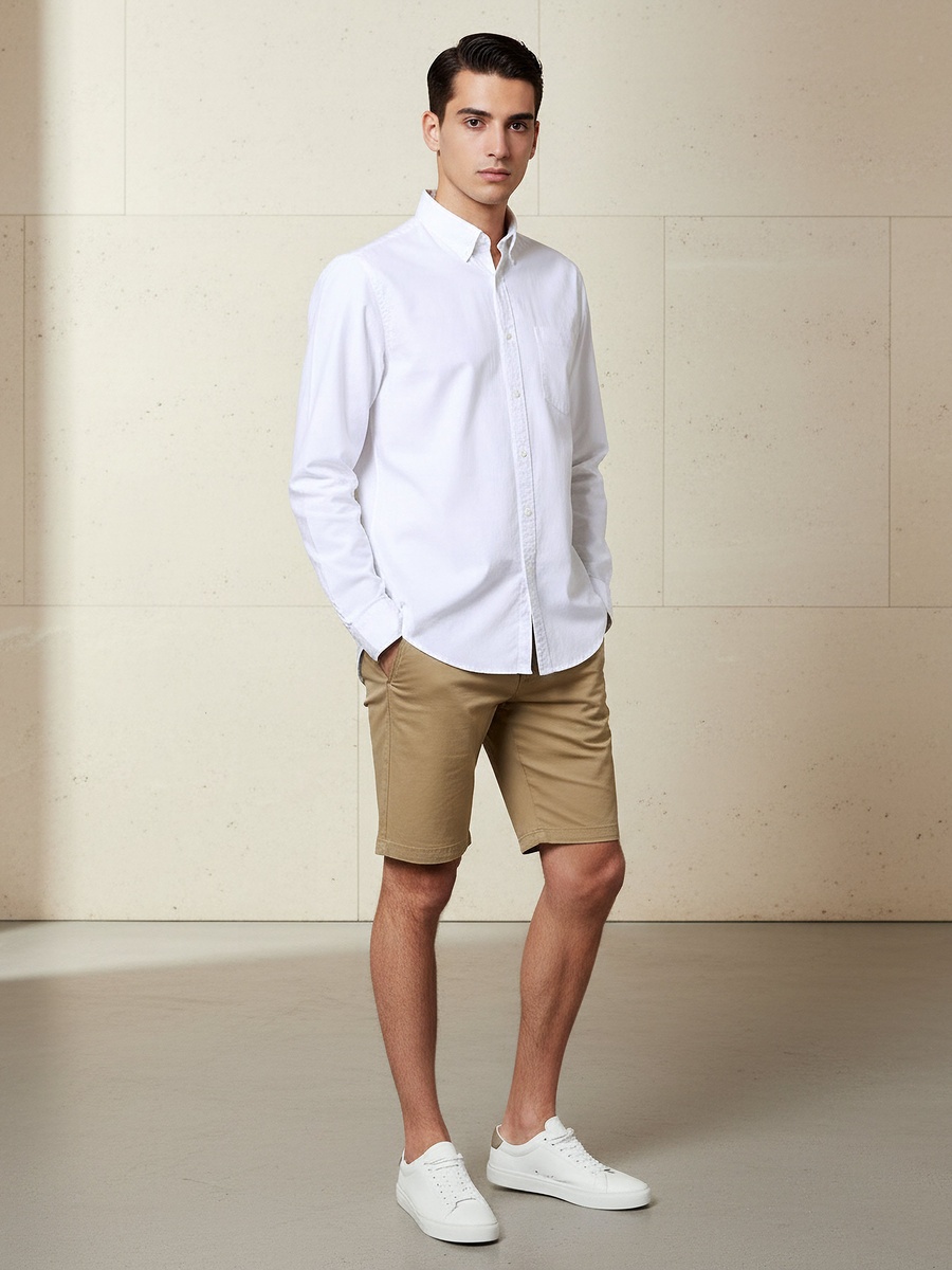 Men Regular Fit Collared Long Sleeve Shirt