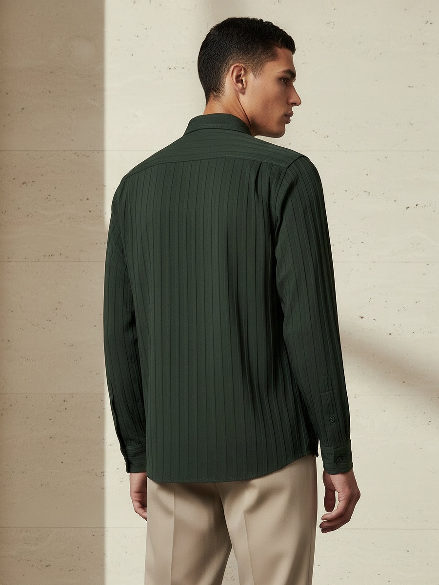 Men Regular Fit Collared Textured Long Sleeves Shirt